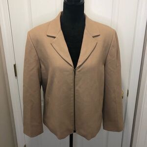 Harve Bernard zip front tan blazer